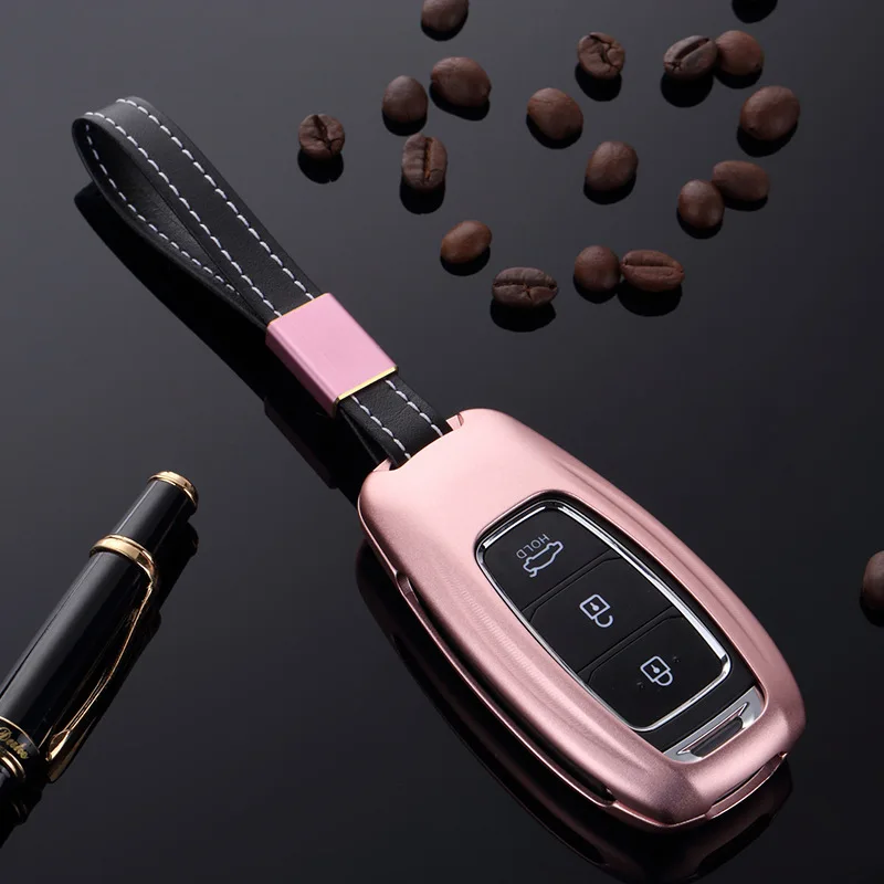 Car-styling-High-quality-Aluminum-alloy-Car-Key-Cover-For-Hyundai-KONA-KAUAI-2018-2019-Keys (2)
