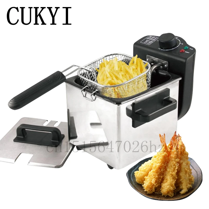 CUKYI 220V 240V household Electric Deep Fryers Stainless Steel wire drawing 1.5L Frying Machine