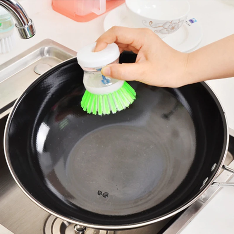 Творческий гидравлический щетка для мытья добавления жидкости емкость для моющего средства кисть удобный Кухня щетка для очистки Кухня гаджет для очистки