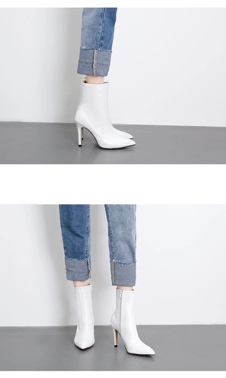 2019 модные ботинки Новые женские ботинки ботильоны из искусственной кожи на молнии Для женщин ботинки на высоком каблуке осенние ботинки