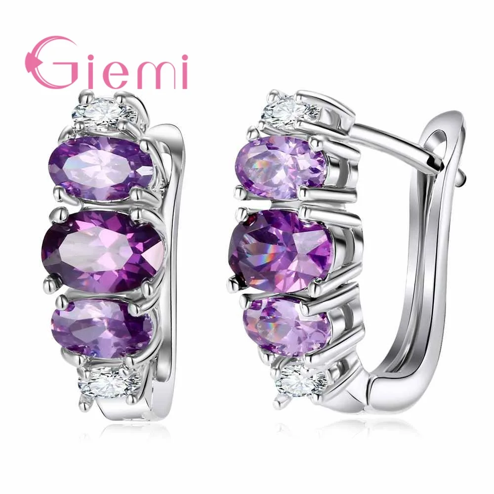 Модные фиолетовые круглые серьги с австрийским кристаллом для модных женщин, вечерние ювелирные изделия, CZ