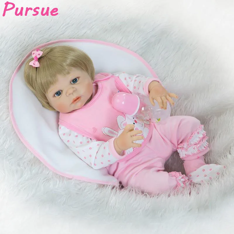

Pursue 55cm 100 Reborn Babies Soft Full Body Silicone Reborn Dolls 22 inch Baby Silicone Vinyl Reborn Lifelike Newborn Girl Doll