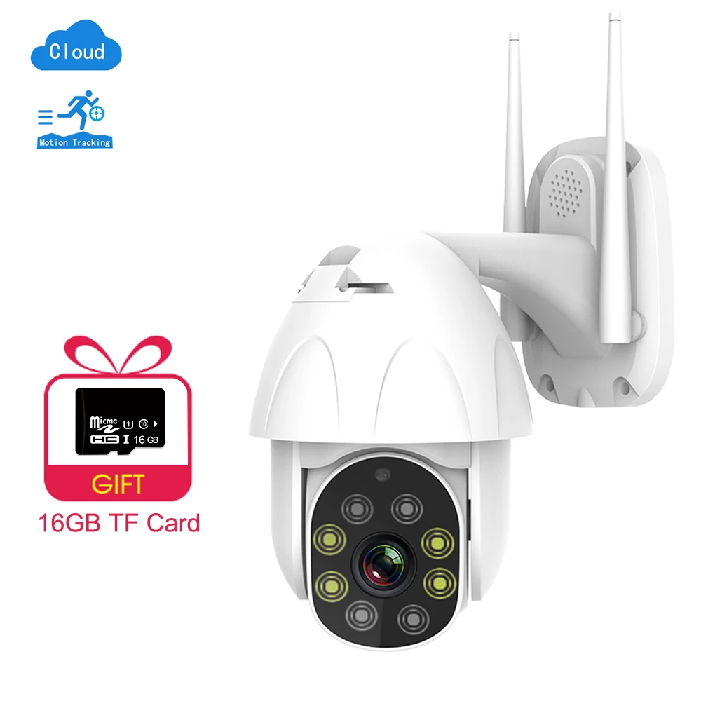 IP Camera Outdoor WiFi 1080P FHD PTZ Security Camera WIth 16GB Gift Two Way Audio IR Night Vision 4X Digital Zoom CCTV Camera