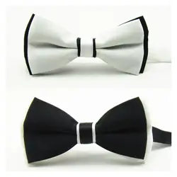Мужской базовый черно-белый двойной галстук-бабочка Вечерние Банкетный двойной галстук-бабочка для смокинга YYTIE0009
