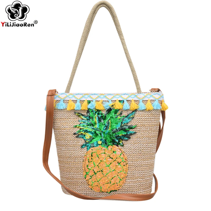 

Fashion Rattan Woven Straw Handbags Summer Beach Bag Large Tote Women Bohemian Shoulder Bag Luxury Handbags Women Bags Designer