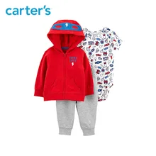 3pcs soft cotton superhero print cute slogan jacket set Carter’s baby boy spring autumn clothing 121I882
