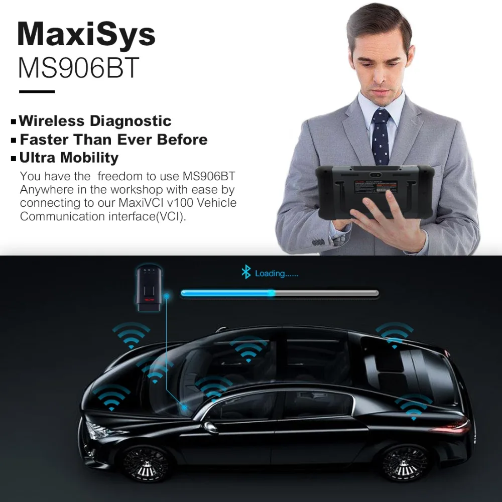 Autel MaxiSys MS906BT Bluetooth Автомобильный сканер диагностический кодирование ECU ключей