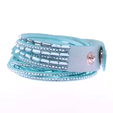 NAIZHU 8colors Candy Crystal Leather Velvet Boho Bracelet Buckle Bohemian Bracelet For Women Boho Jewelry