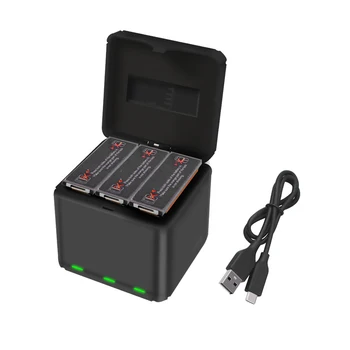 

QC3.0 Fast Charging One Drag Three Charger Storage Type Charging Box For DJI OSMO ACTION Sports Camera Lithium Battery