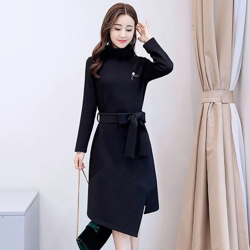 Трикотажное платье с длинным рукавом на осень/зиму|fashion women dress|women dresswomen fashion dress |