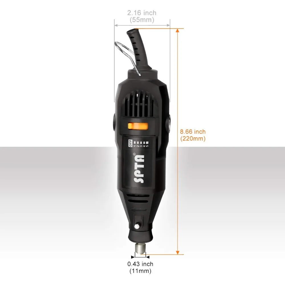 SPTA 110V 130W Variable Speed Electric Dremel Rotary Tool Mini Drill+ Safety Glasses+ 15Pcs Accessories for Cutting Grinding