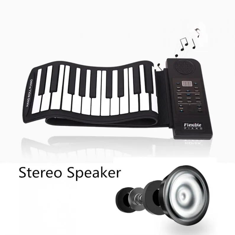 Portable 61 Keys Roll Up Flexible Silicone Piano Electronic MIDI Keyboard Organ