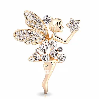 

1.75 inch Clear Rhinestone Crystal Diamante Pretty Fairy Brooch for Girl Gift