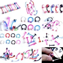 5 шт./лот УФ гибкие губы в язык, бровь шарик для пупка кольца носа ноздри ушной затычки Tragus Пирсинг ювелирные изделия