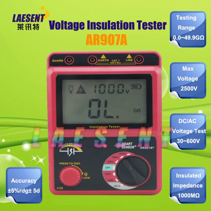

Smart Sensor AR907A+ Digital Insulation Meter Tester Megger MegOhm !!NEW!!