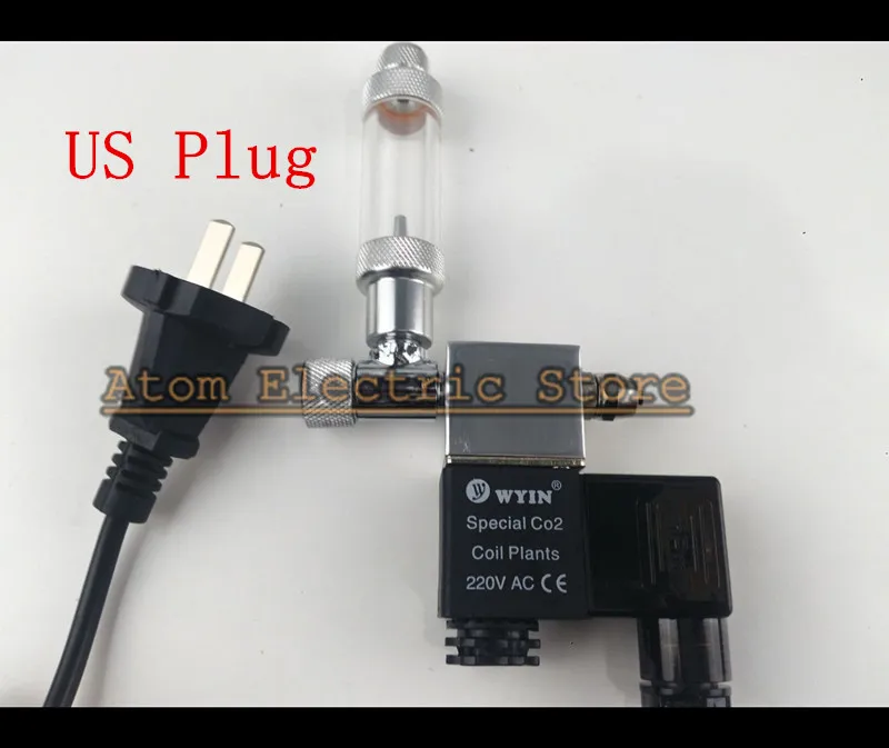 

110V / 220V Magnetic Solenoid Valve Night Time CO2 DIY Aquarium System Regulator with needle valve bubble counter