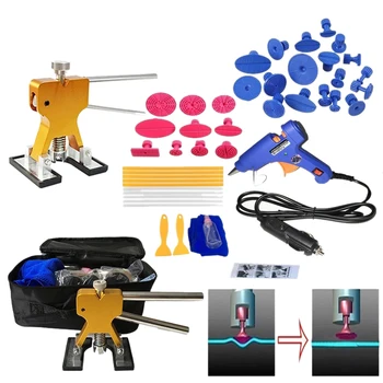 

44Pcs/Set 12V Glue-Gun Metal Dent Lifter-Glue Puller Tab Car Hail Removal Paintless Car Painless Dent Repair Tools Kit