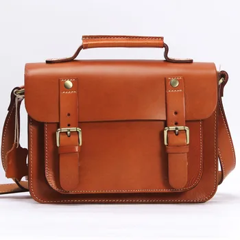 

High quality briefcase brand women messenger bags cross-body bag Genuine leather vintage tote handbags 12inch Female