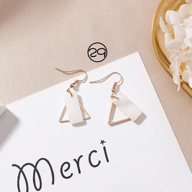 2018 Simple Korean Girl Cute Earrings Geometry Circular Triangle Asymmetric Long Tassel Drop Earrings Women Fashion Accessories