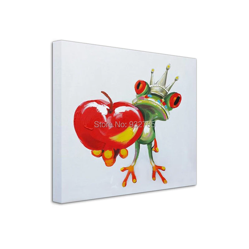 Modern-Canvas-Art-Cartoon-Animal-Funny-Frog-Holding-a-Cherry-Oil-Painting-Wall-Mural-for-Bedroom (2)