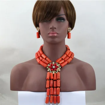 

Free Shipping! Latest New African Costume Bridal Jewelry Set African Nigerian Wedding Coral Beads Jewelry Set Hot CJ722