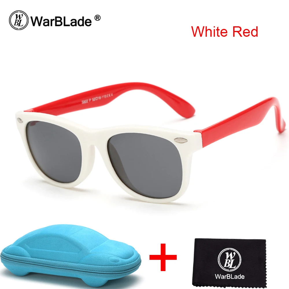 white red TR90 Гибкие Дети солнцезащитные очки поляризованные ребенок безопасности покрытие Cyling очки UV400 очки оттенки Велоспорт очки с футляром - Цвет: white red