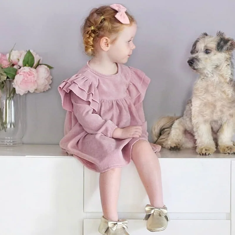 

New Spring Pink Kids Dresses for Girls Puff Long Sleeve Birthday Party Princess Dress Toddler Girls Frock Kids Costume