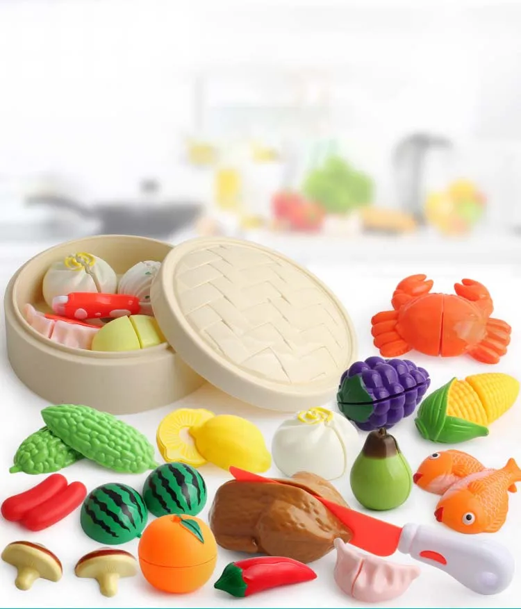 Новое поступление ролевые игры набор кухонных игрушек пластиковая пищевая игрушка разделочная фруктовая овощная еда для детей детский игровой домик игрушка Подарки