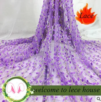 

New summer black white three-dimensional flower embroidery lace fabric 130cm chiffon lace dress clothing diy accessories