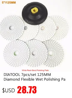 DIATOOL 6pcs 5inch #800 Diamond Flexible Wet Polishing Pad for Stone, White Bond, Spiral Type Diameter 125mm Free-shipping