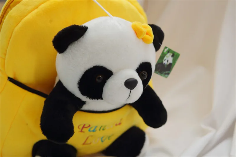 Plush Panda Doll Backpack 2-in-1 Toddler Kindergarden Schoolbag Kids Overnight Bag Kawaii Panda Toy 7 Colors 2