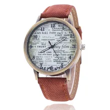 Marca de moda relojes de cuarzo patrón de periódico reloj de dibujos animados mujer Casual Vintage cuero niñas niños relojes de pulsera reloj de regalo