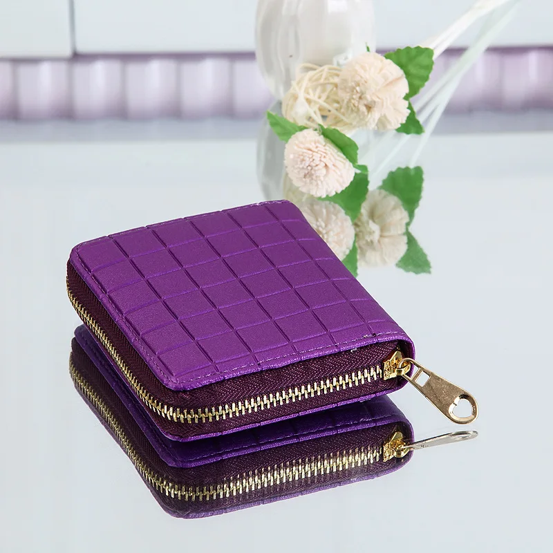 

Fashion Plaid Mini Wallet Women Famous Brand Coin Purse Leather Short Zipper Wallets Female Minimalist Wallet Girl Small Wallet