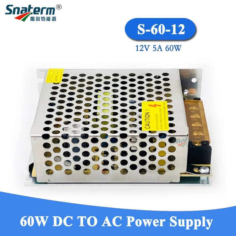 

12V 5A 60W LED Driver Transformer 220V AC To DC 12 V For Electronics Led Strip Display Single Output Switching power supply