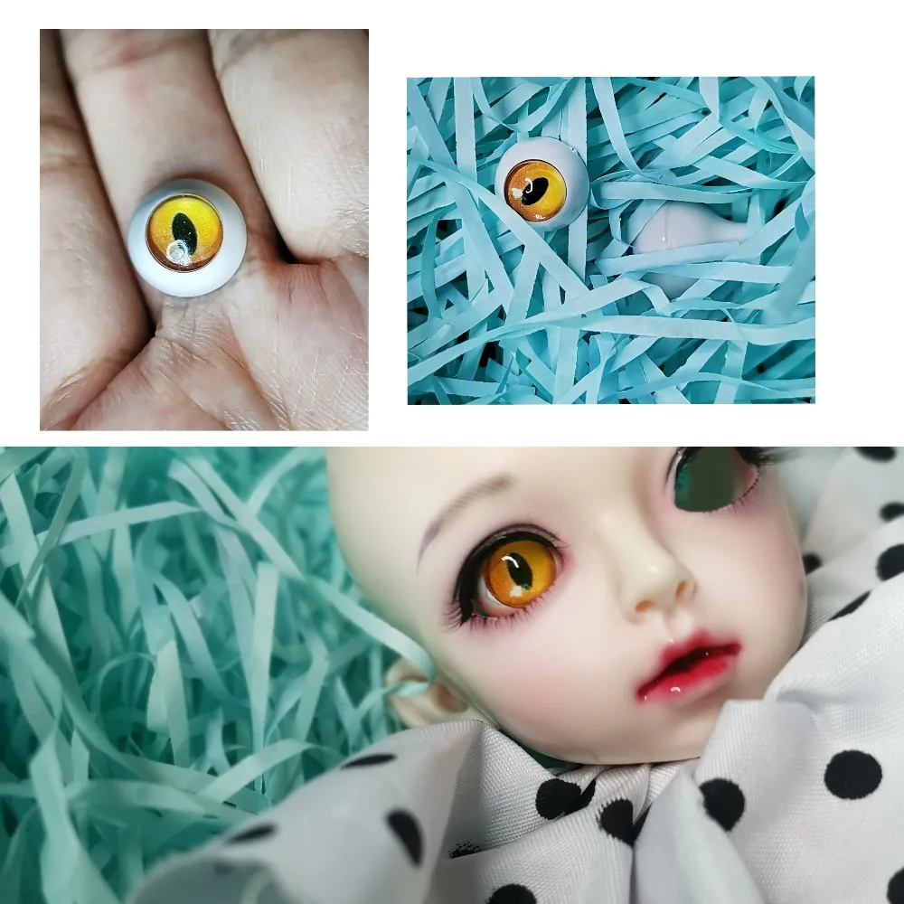 Очки для кукол с кошачьими глазами оранжевые желтые Bjd sd beast 1/3 1/4 1/6 8 14 16 18 20 22 см
