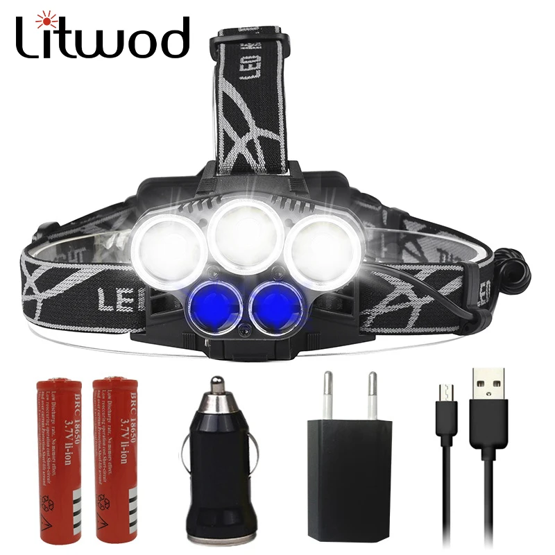 

Z202309A Litwod powerful Led headlamp headlight bule light & white light Head lamp flashlight for fishing camping