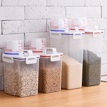 

2L container Cereal Dispenser Storage Box Kitchen Food Grain Rice Container articulos de cocina container house