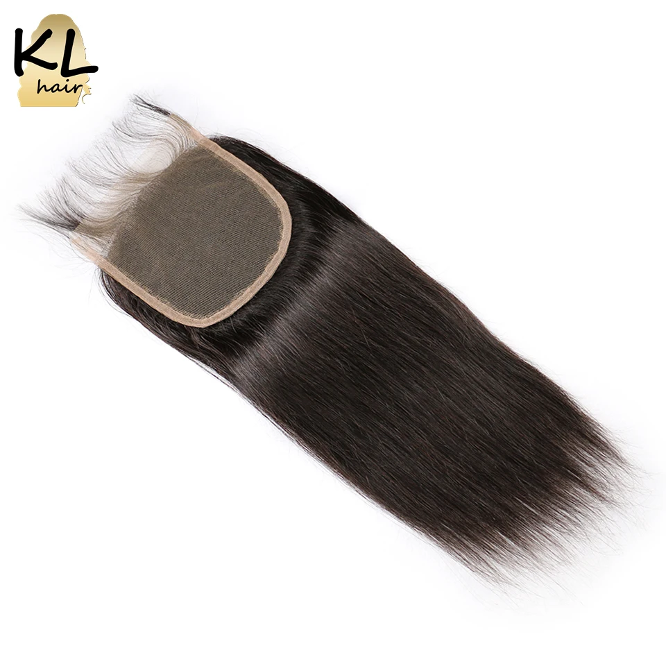 

5x5 Human Hair Straight Lace Closure Free Middle 3 Part Natural Black Brazilian Remy Hair Closure With Baby Hair Bleached Knots