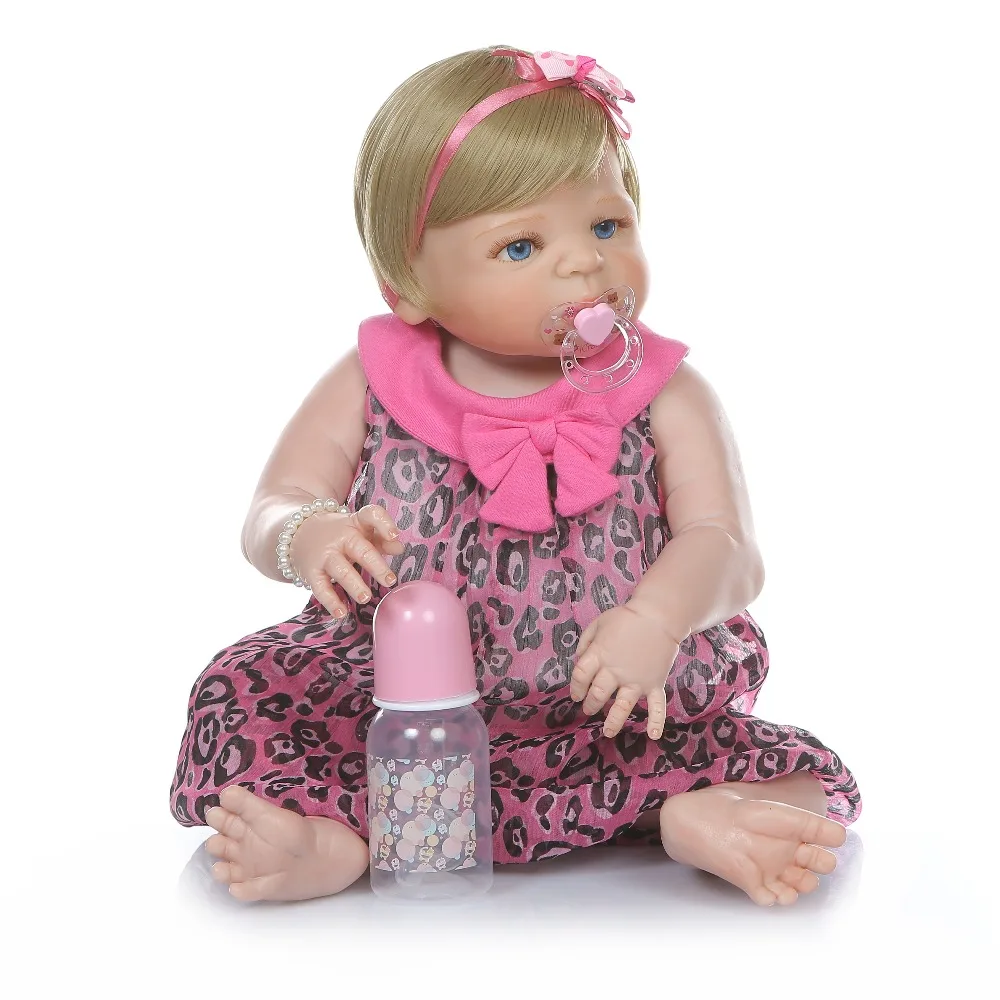 56 см bebe Кукла reborn baby светлые волосы Сладкая новорожденная девочка Виктория полное тело силиконовая игрушка для ванны мягкая настоящая прикосновение
