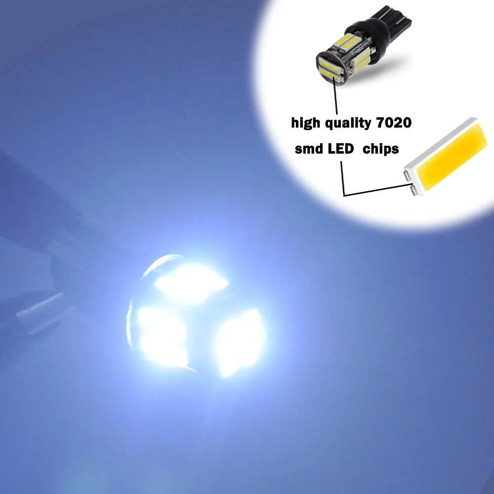 

T10 W5W 7020 10smd 194 168 super bright reading running light Wedge Replacement Instrument Panel Bulbs LED lamps for cars