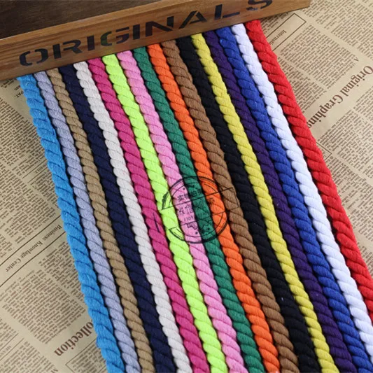 

12mm3 Strands Colorful Braided Cotton Rope Tape Handmade Shop Dec DIY String Bracelet Cord Craft Sewing Sash Rope 50 meter