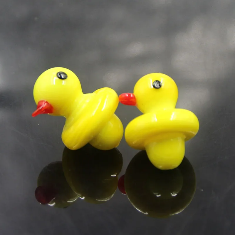 

Glass Yellow Duck Carb Cap style Carb Caps for Quartz banger Nails glass water pipes, dab oil rigs