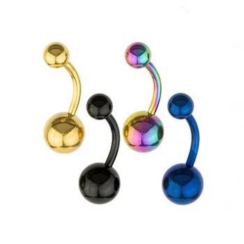 

ANODIZED Surgical Steel Belly Button Bar Navel Ring 1.6mm X 10mm 14G Black Blue Gold Rainbow Body Piercing Jewelry For Women