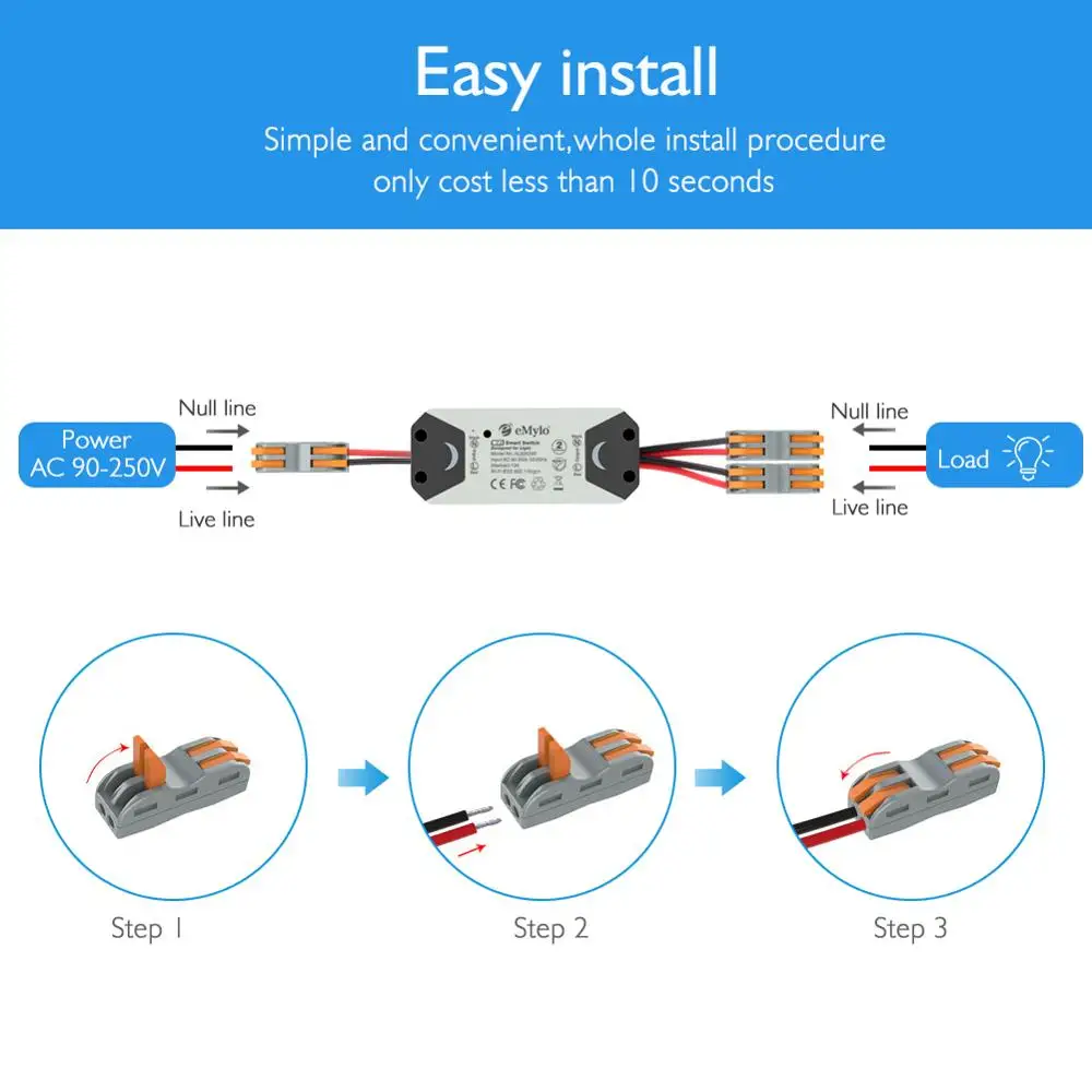 EMylo Smart Switch 2 шт. WIFI светильник переключатель 220 В 2ch 433 МГц беспроводной пульт