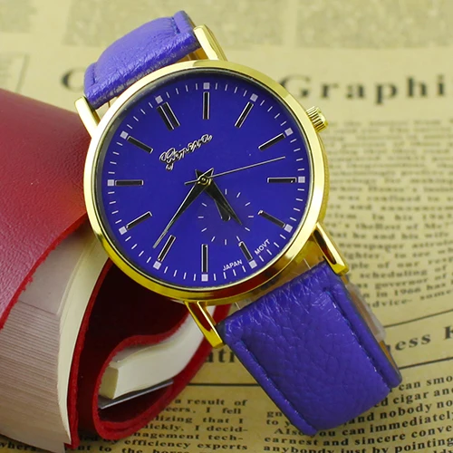 

Hot Sales Popular Geneva Roman Numerals Faux Leather Band Analog Quartz More Colors Watches for Men Women NO181 5VBD