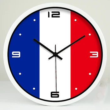 

2016 New fashion 12 inch wall clock home decoration France's flag wall clock meetting room