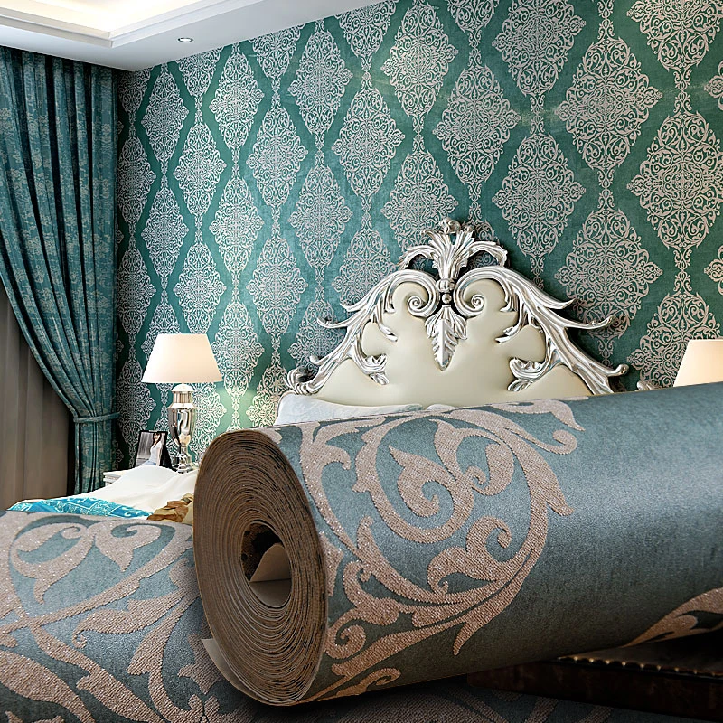 Purple Damask Wallpaper Bedroom