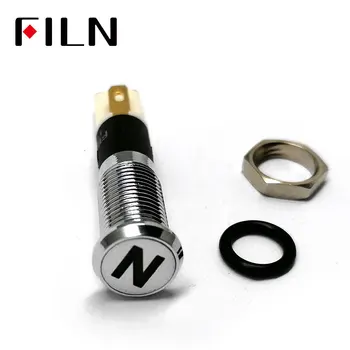 

FILN 8mm C28 Car dashboard silver shell Neutral mark 12v led indicator light with Solder foot