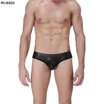 

MASS21 Men Underwear Briefs Sexy Open Backless G-strings Faux Leather Gay Hollow Out Short Male Underwear Slip Thongs Jockstrap