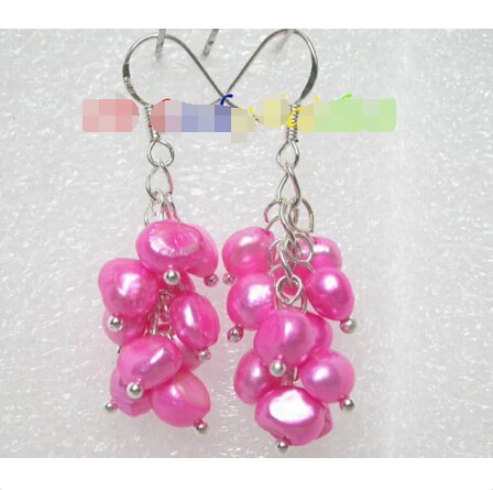 

hot sell new - baroque light pink pearls dangle earrings 925ss hookNoble style Natural Fine jewe fast SHIPPING